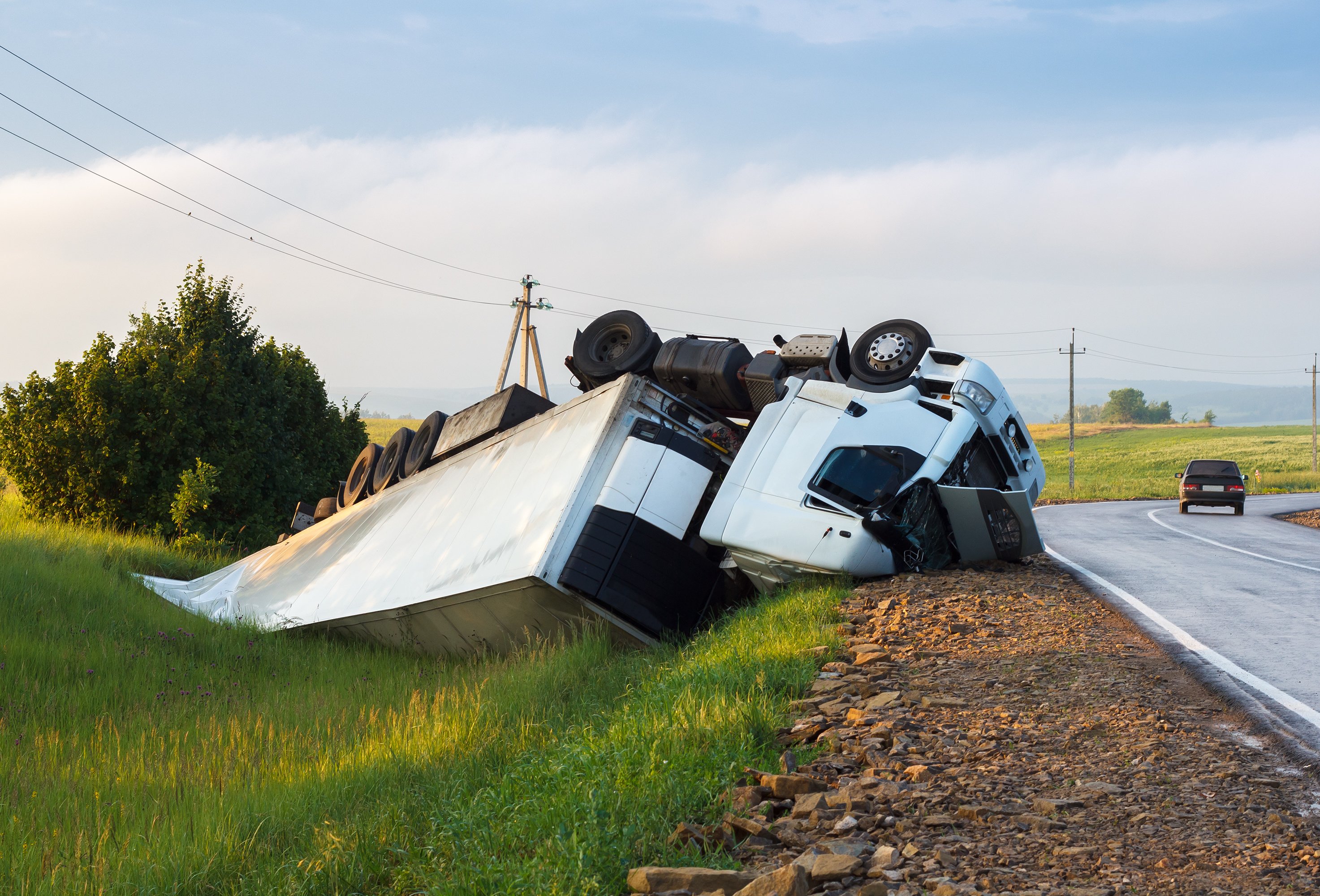 Semi truck crash on freeway